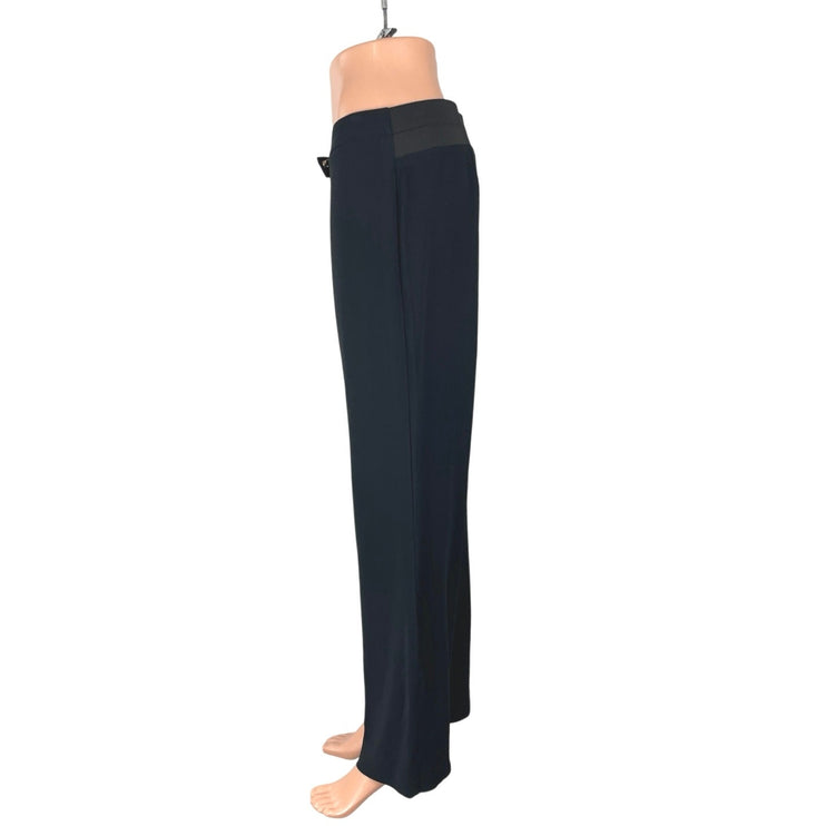 Les Copains Black High Rise Straight Palazzo Wide Leg Trousers Dress Pants Sz M