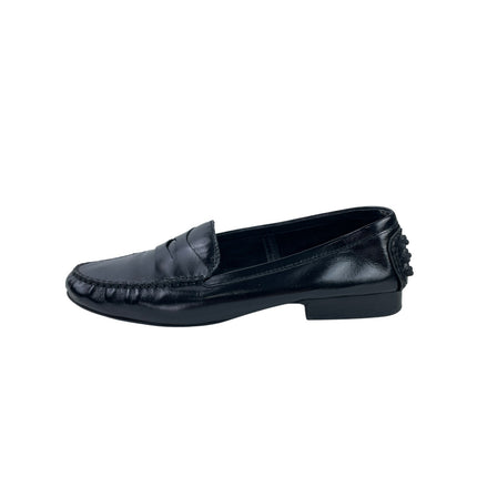 Jeffrey Campbell Black Gathered Leather Classic Moccasin Penny Flat Loafers Sz 9