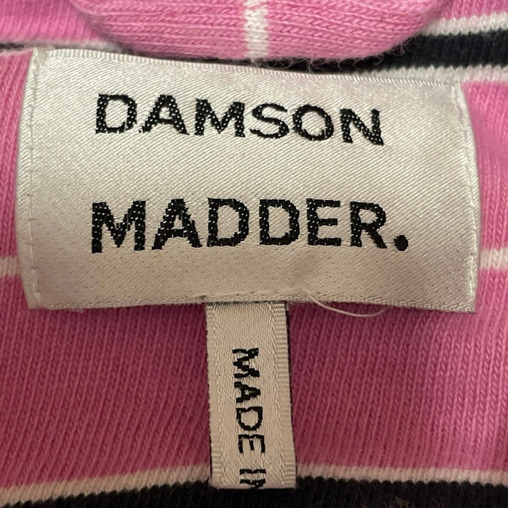 Damson Madder Womens Pink Striped Long Sleeve Polo Sweatshirt Shirt Top Size 16