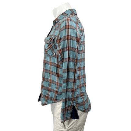 Abercrombie & Fitch Men's Blue Plaid Flannel Long Sleeve Button Down Shirt Top M