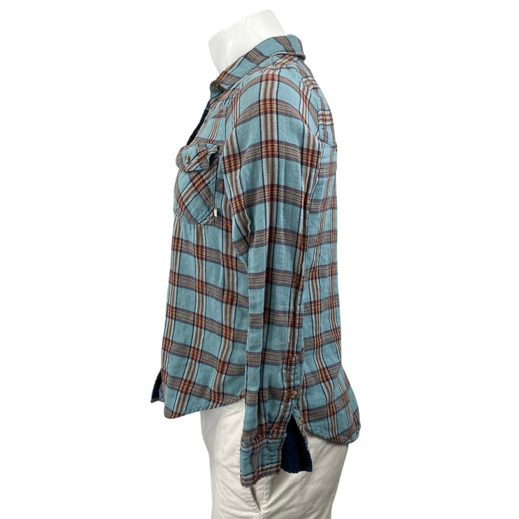 Abercrombie & Fitch Men's Blue Plaid Flannel Long Sleeve Button Down Shirt Top M