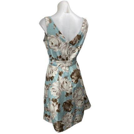 J Howard Multicolor Satin Floral Sleeveless Belted Mini Fit & Flare Dress Size 8