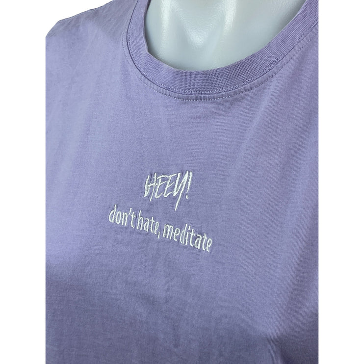 Its Heey Purple Lilac Don't Hate Meditate Short Sleeve T Shirt Tee Top Size S