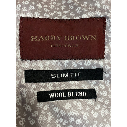 Harry Brown Brown Tan Wool Blend Slim Fit Long Sleeve Blazer Pants Suit Set 30