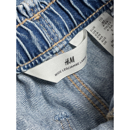 H&M Kids Girls Blue Character Embroidered Straight Wide Leg Denim Jeans Pants 5T