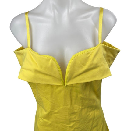Cameo Yellow Off Shoulder Sweetheart Neck Zipper Mini Pencil Bodycon Dress Sz L