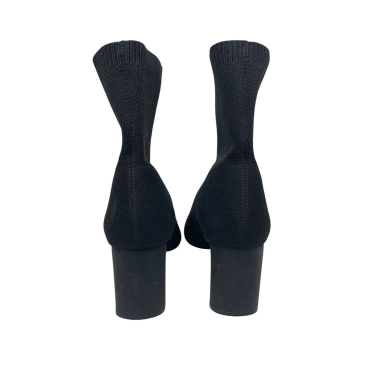 Zara Women's Black Stretch-Knit Pointed Toe Slip-On Heeled Sock Ankle Boot Sz 9