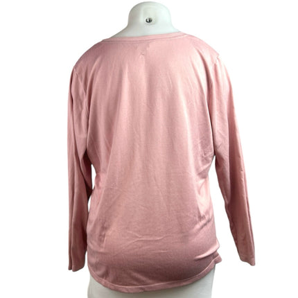 Charter Club Intimates Women's Pink Long Sleeve Henley Lounge Pajama Top Sz 2XL