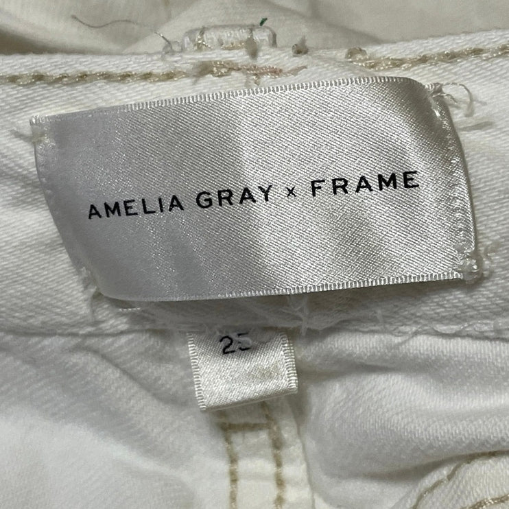 Amelia Gray X Frame Women's White Relaxed Fit Wide Leg Denim Jeans Pants Size 25