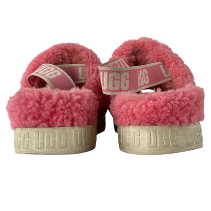 UGG Oh Fluffita Women's Pink Fuzzy Teddy Slingback Lounge Slide Sandals Size 11