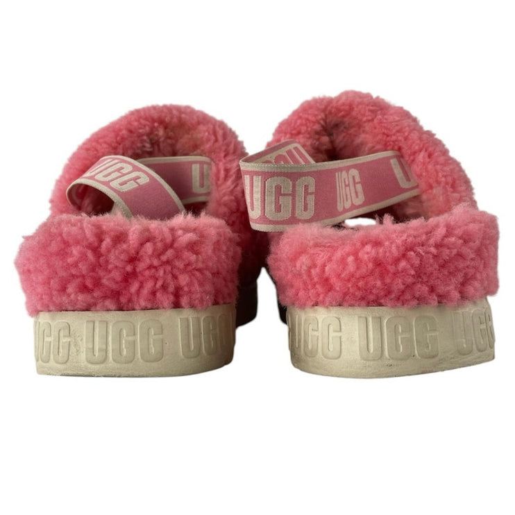 UGG Oh Fluffita Women's Pink Fuzzy Teddy Slingback Lounge Slide Sandals Size 11