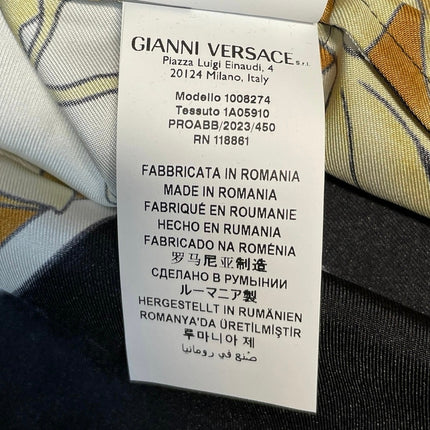 NEW Versace 100% Silk Blue Gold Renaissance Baroque Print Long Sleeve Shirt 48