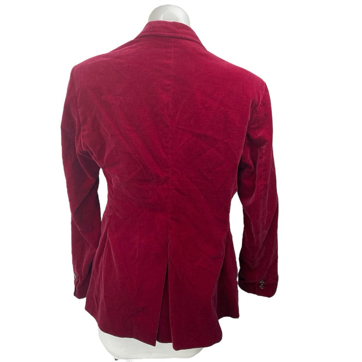 Partners From Mervyn's Women's Red Velvet Long Sleeve Blazer Coat Suit Jacket 14