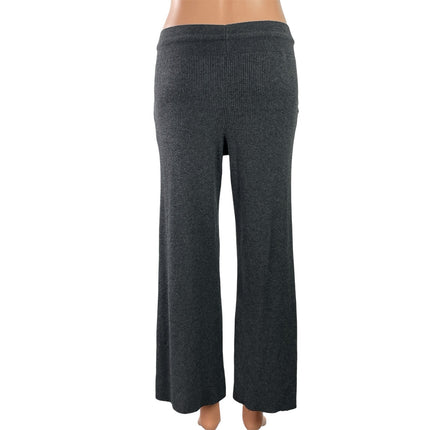 Uniqlo Dark Gray Ribbed Knit Casual Straight Wide Leg Trousers Lounge Pants SP