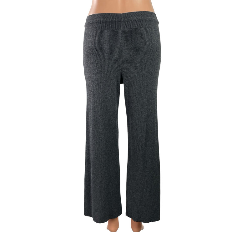 Uniqlo Dark Gray Ribbed Knit Casual Straight Wide Leg Trousers Lounge Pants SP