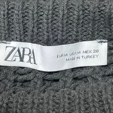 Zara Women's Sleeveless Crochet Knit Sheer Mock Neck Tank Vest Crop Top Size M
