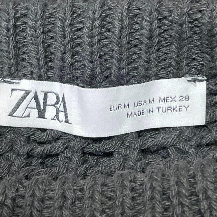 Zara Women's Sleeveless Crochet Knit Sheer Mock Neck Tank Vest Crop Top Size M