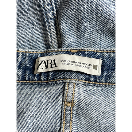 Zara Women's Light Blue High Rise Front Slit Midi Maxi Straight Denim Skirt XS