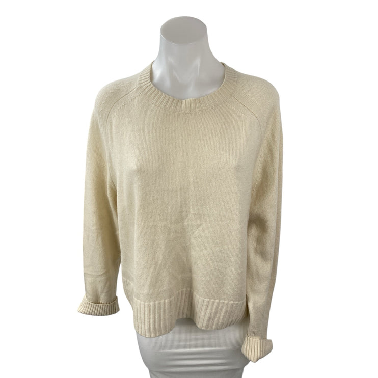 Everlane Women's Cream Cashmere Crew Neck Knit Long Sleeve Sweater Top Size L