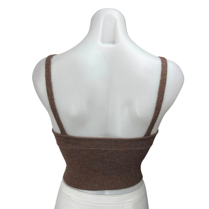 Aritzia Wilfred Brown Ribbed Knit Sleeveless Wool Cami Camisole Tank Crop Top XS