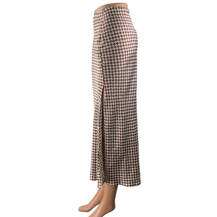 NEW Abercrombie & Fitch Brown High Waisted Flare Pencil Midi Slip Skirt Size XS
