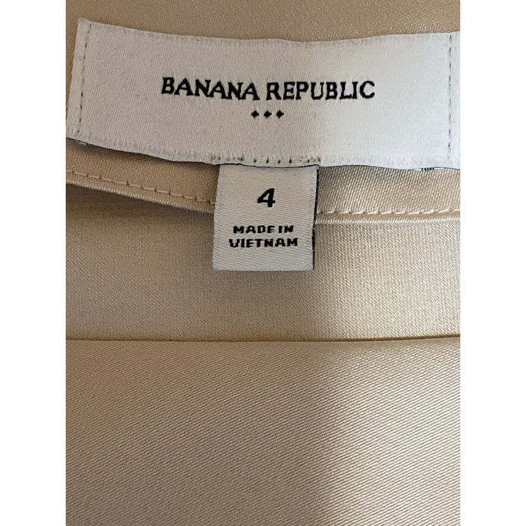 Banana Republic Beige Champagne Silk Satin Drop Sleeve Ruched Blouse Top Size 4