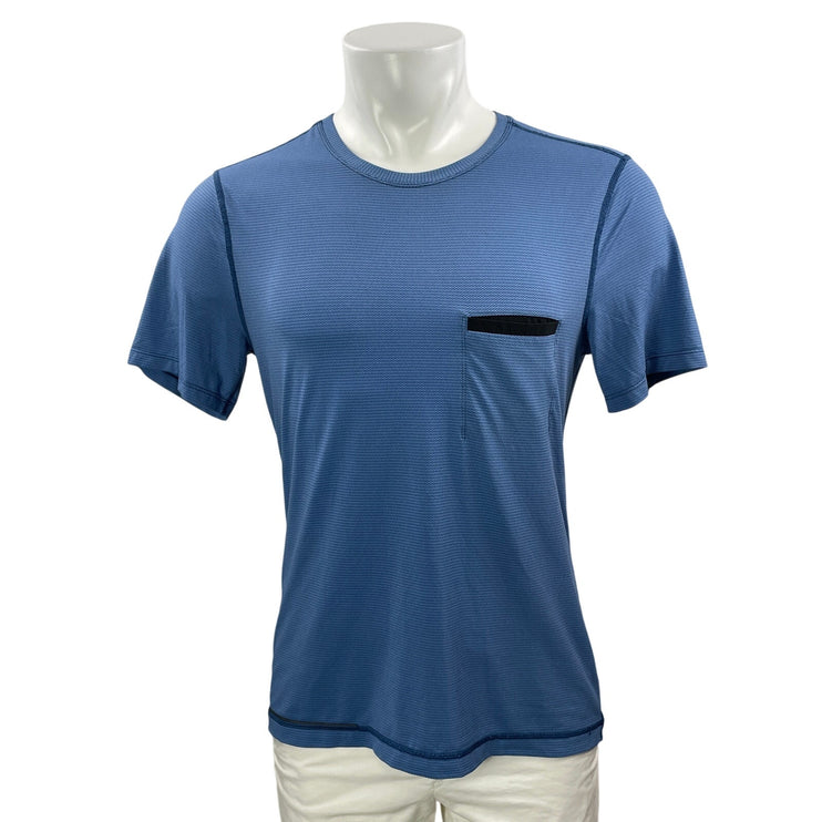 Lululemon R.A.D Men's Blue Short Sleeves Knit Pocket Athletic Tee T-shirt Top M