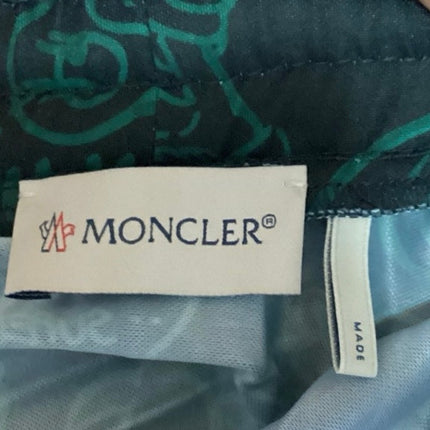 Moncler Green Black Pleated Graphic High Waisted Drawcord A Line Mini Dress M