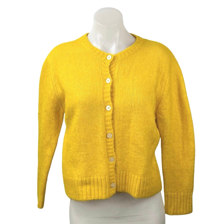 Zara Women's Yellow Long Sleeve Knit Alpaca Button Up Cardigan Sweater Top Sz M