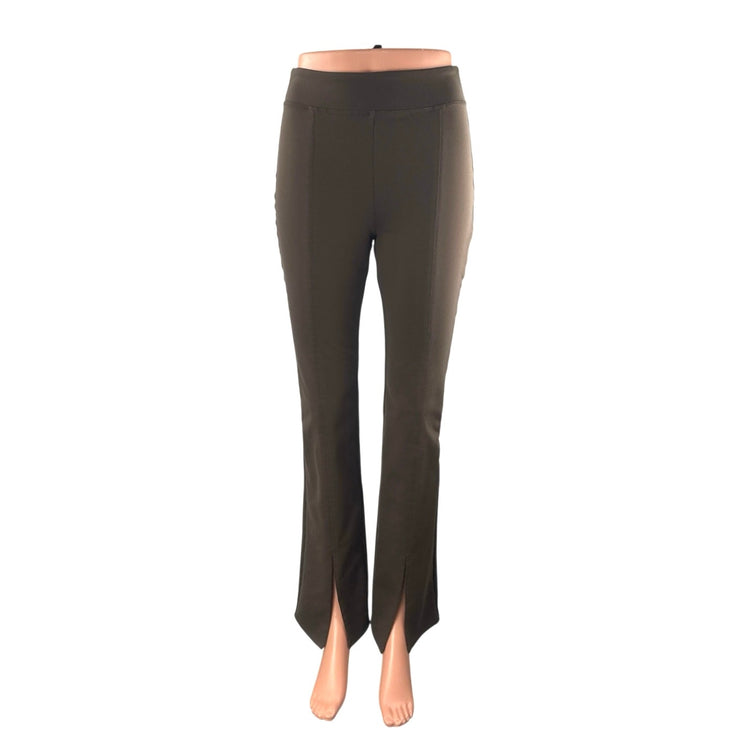 Alo Yoga Airbrush Women's Brown Front Slit Flare Athletic Leggings Pants Size XS