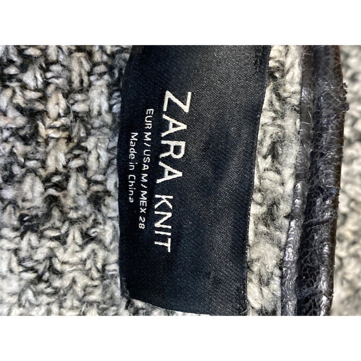 Zara Women's Marled Gray Wool Knit Long Sleeve Cardigan Sweater Coat Jacket Sz M