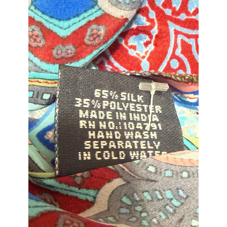 Advance Multicolor Silk Floral Paisley Deep V Neck Sleeveless A Line Maxi Dress