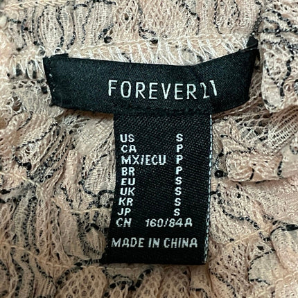 Forever 21 Womens Pink Floral Mesh Sheer Long Balloon Sleeve Turtleneck Blouse S