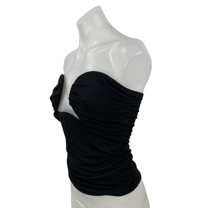 Pixie Market Dominique Black Wire Bustier Strapless Ruched Blouse Top Size S