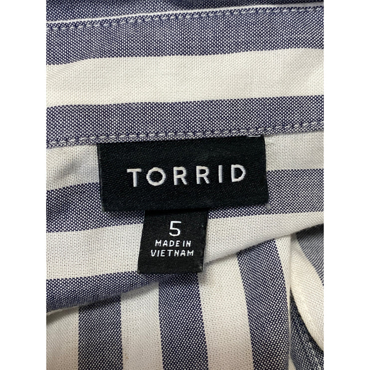 Torrid Blue White Striped Oversized Long Sleeve Button Down Tunic Shirt Top Sz 5
