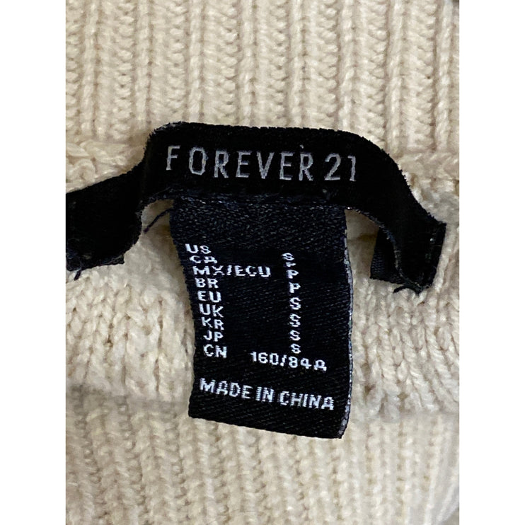 Forever 21 Womens Beige Cable Knit Tube Bralette Long Sleeve Crop Cardigan Set S