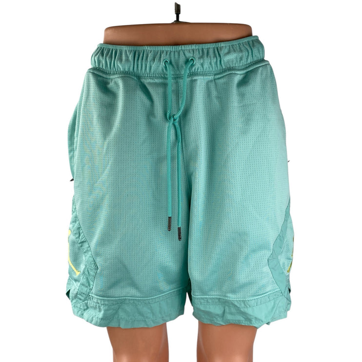 Jordan Women's Teal Blue Standard Fit Drawstring Workout Athletic Shorts Size S