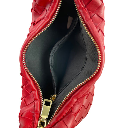 Urban Expressions Red Woven Weave Knotted Hobo Shoulder Mini Handbag Size OS