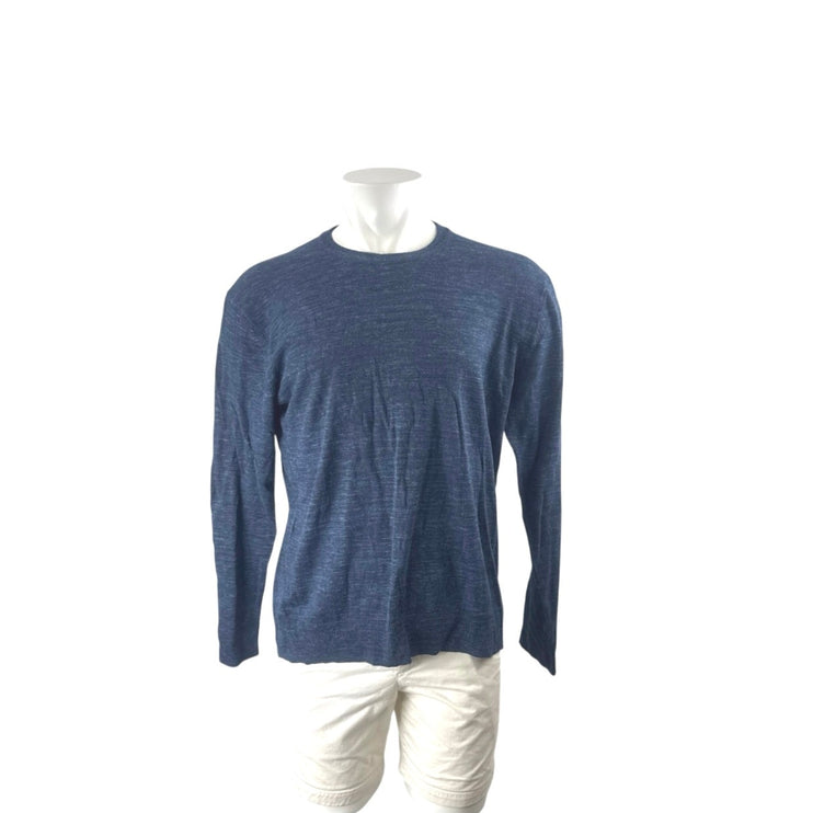 Old Navy Men's Navy Blue Crew Neck Long Sleeve Knit Basic T Shirt Tee Top Size L