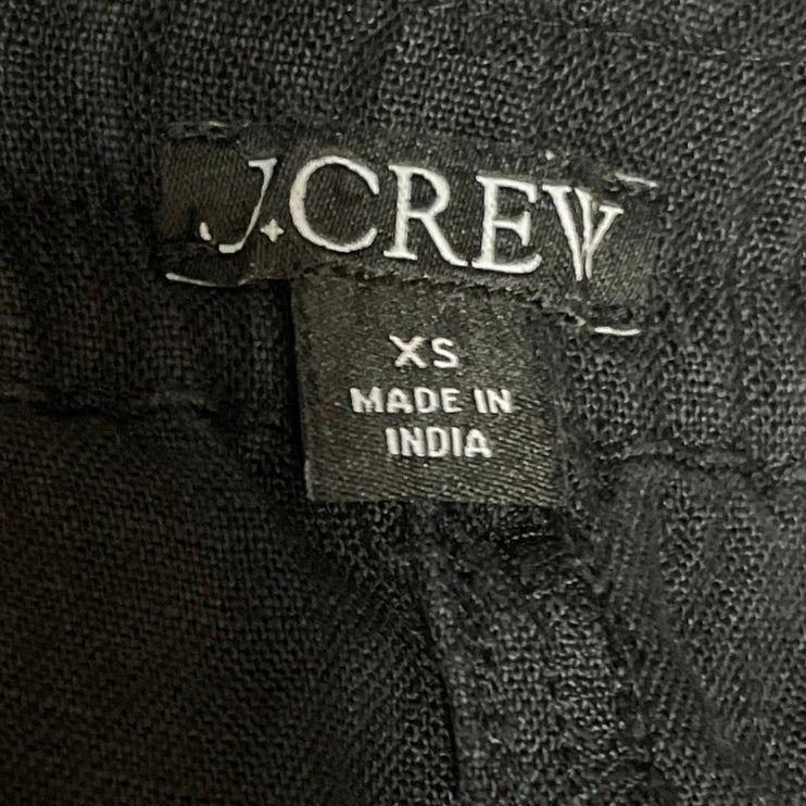 J.Crew 100% Linen Womens Black Elastic Waist Wide Leg Trousers Lounge Pants XS