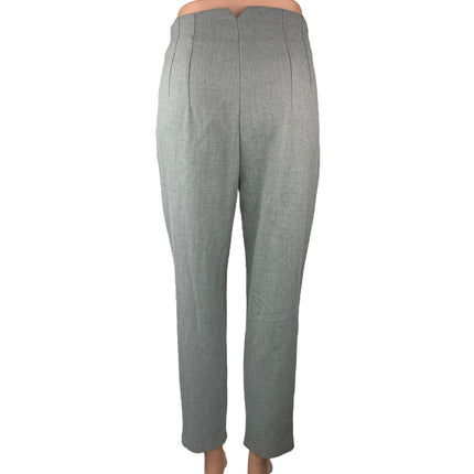 Zara Gray Seamed High Waist Straight Tapered Crop Ankle Trousers Dress Pants S