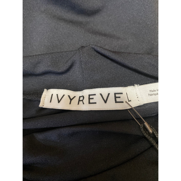 NEW Ivyrevel Black Long Sleeve Mock Neck Ruched Party Mini Bodycon Dress Size XS