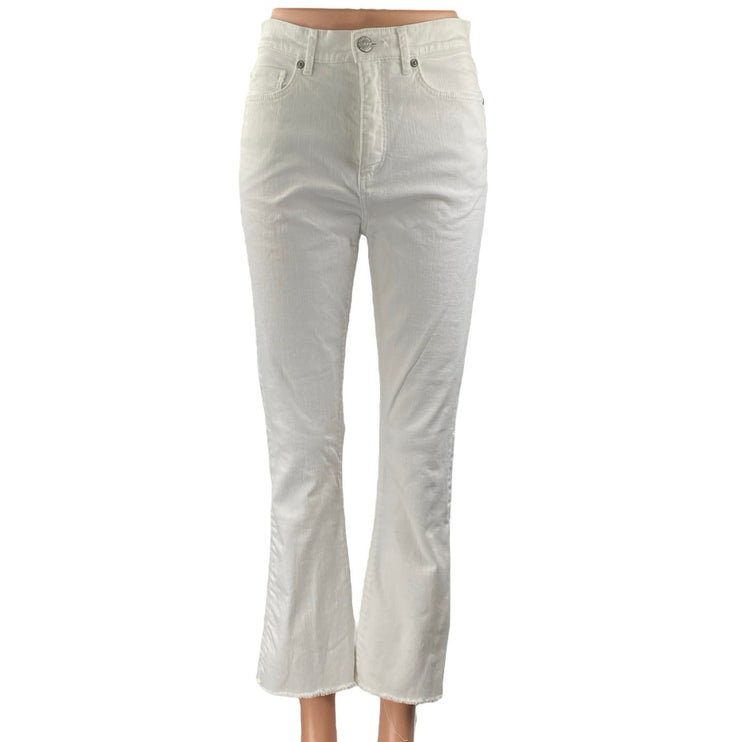 Ann Taylor LOFT Womens White High Rise Flare Bootcut Cropped Denim Jeans Size 26