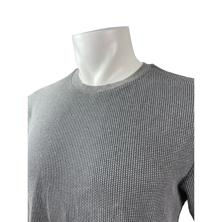 Men's Gray Textured Knit Long Sleeve Crew Neck Basic T Shirt Tee Top Size XL