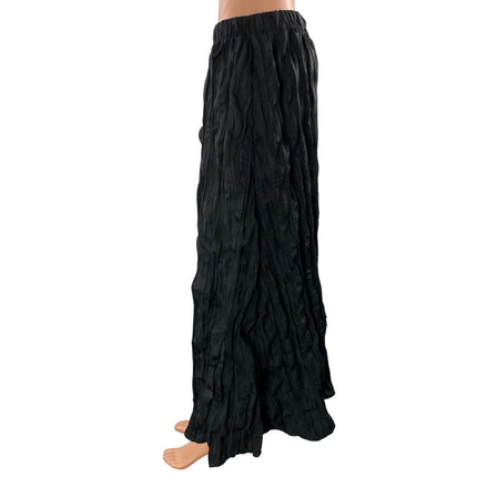 NEW Zara Women's Black Crinkled Textured Pleated Elastic Waist Maxi Skirts Sz S