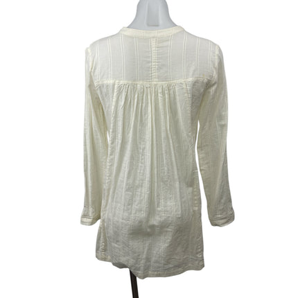 Free People Women's White Lace Pleated Long Sleeve Mini Tunic Shift Dress Sz XS