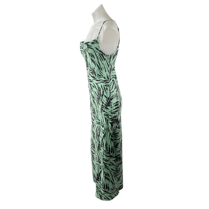WAYF Influencing Satin Tiger Print Cowl Neck Sleeveless Midi Tank Slip Dress S