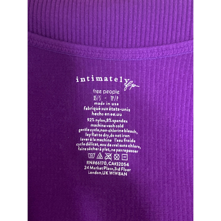 Free People Meg Purple Seamless V-neck Long Sleeve Tee T-Shirt Bodysuit Top XS/S