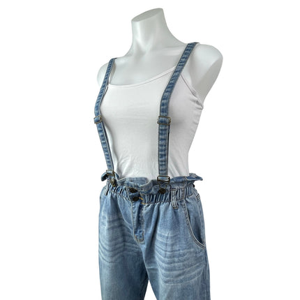 Almost Famous High Rise Paperbag Dungarees Overall Jumpsuit Denim Jeans Pants M