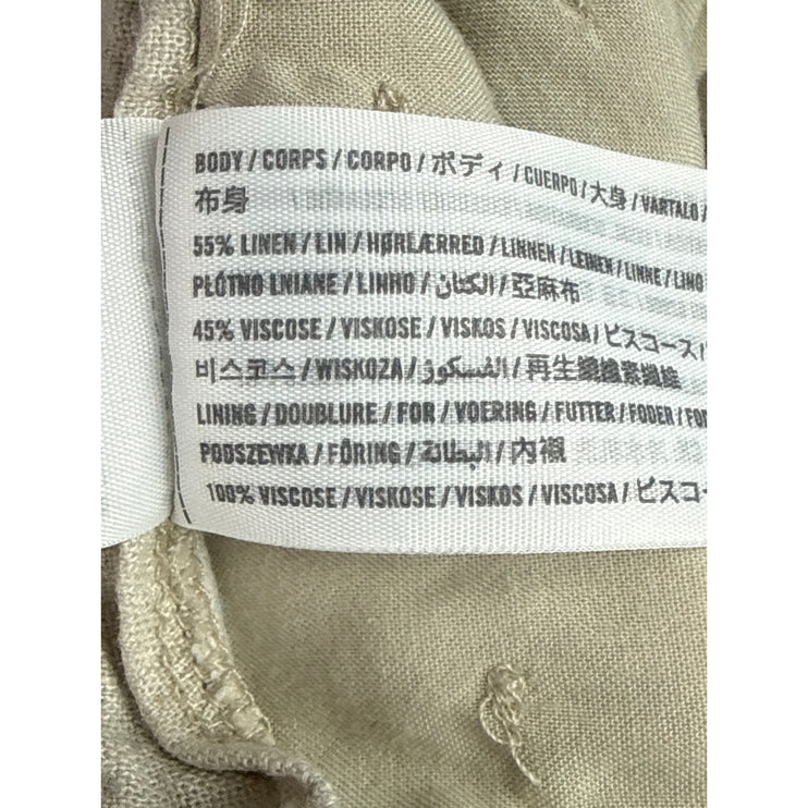 Abercrombie & Fitch Beige Linen Crinkle Ruched Ruffle Pencil Mini Skirt Size M
